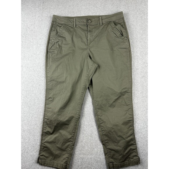Eddie Bauer Pants Womens 16 Casual Stretch Chino Cropped Pockets Lightweight - Picture 1 of 11